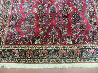Persian Sarouk Rug 4x6, Red, Floral, Antique - Nuvé