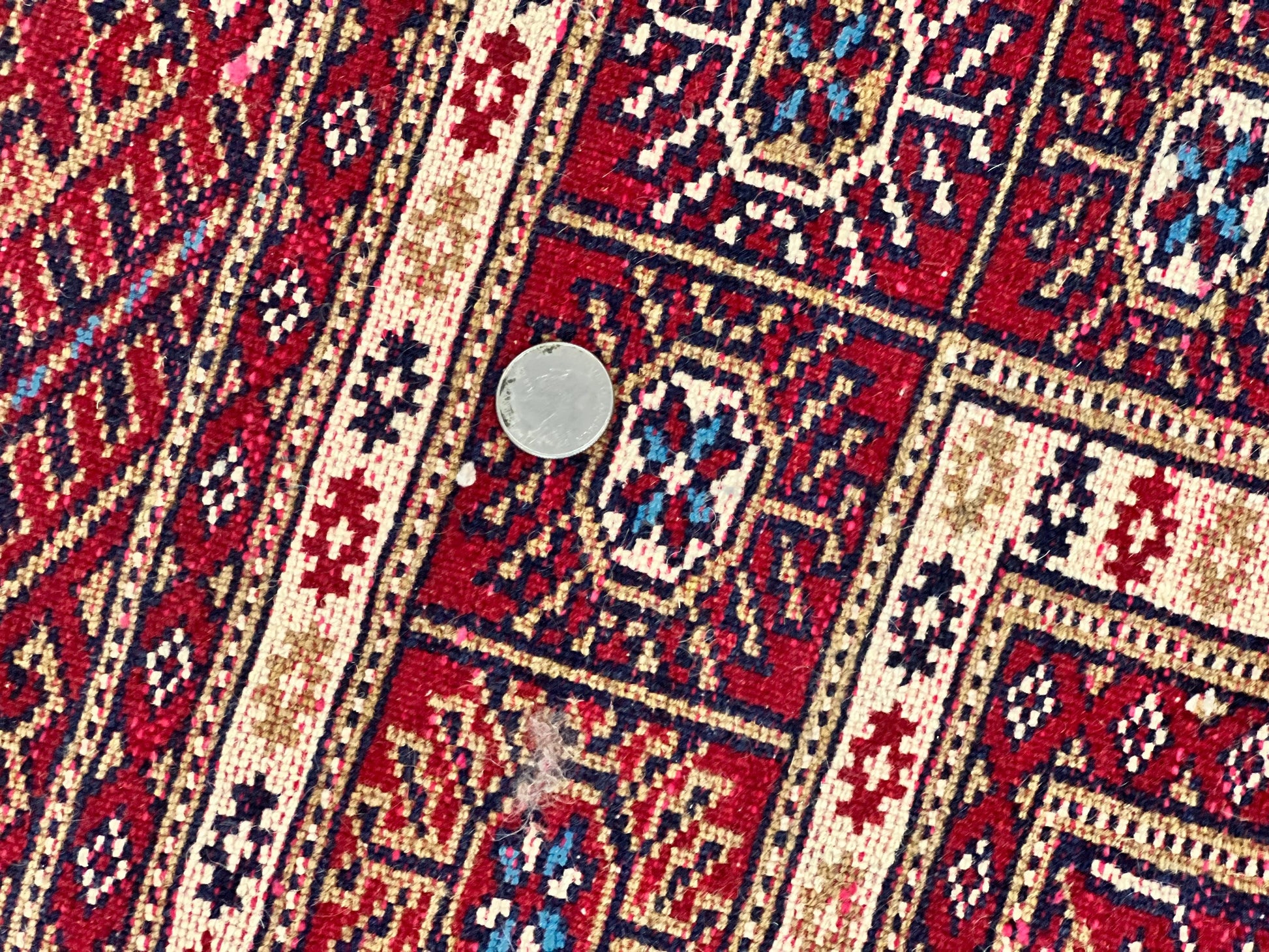 Pakistani Bokhara Rug 4x6, Red Turkoman Carpet, Finely Hand Knotted, Wool Vintage Rug - Nuvé