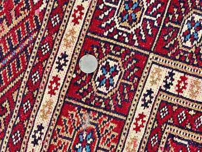 Pakistani Bokhara Rug 4x6, Red Turkoman Carpet, Finely Hand Knotted, Wool Vintage Rug - Nuvé