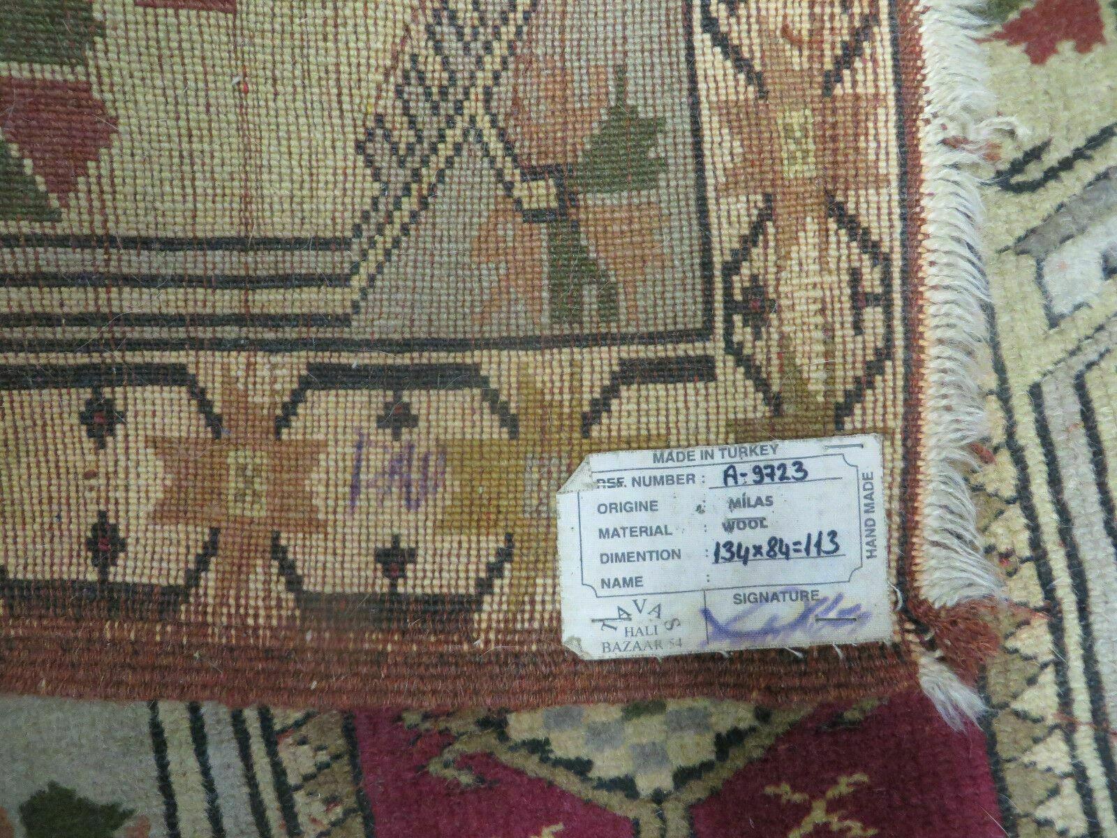 3' X 5' Vintage Handmade Turkish Turkey Oushak MILAS Wool Accent Rug Carpet Nice - Nuvé