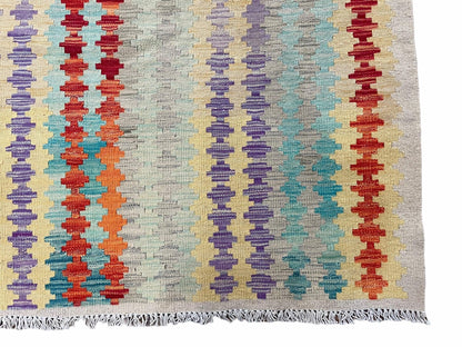 Colorful Kilim Rug 6x8 Multicolor Turkish Kilim Rug 6 x 8 Flat Weave Kilim Playful Anatolian Kilim Wool Kilim New Rug - Nuvé