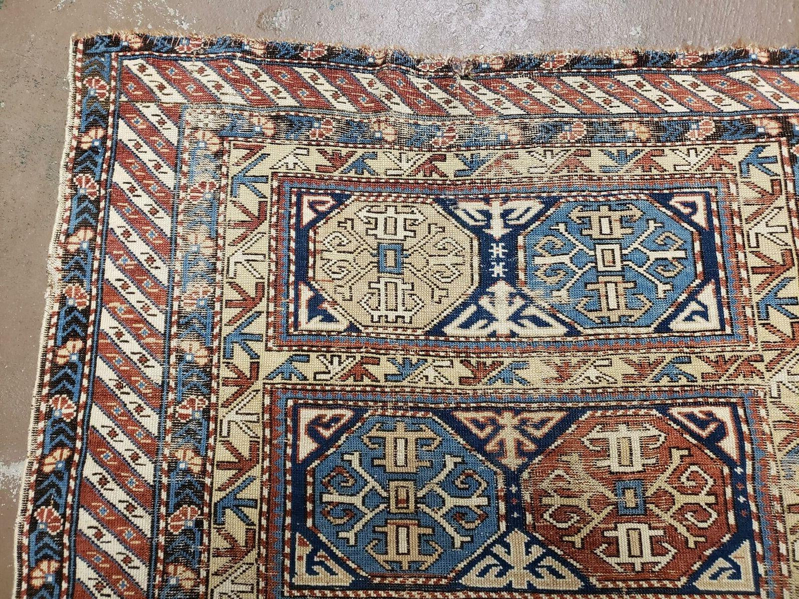 Antique Caucasian Rug 3x5, Shirvan Kazak Tribal Carpet - Nuvé