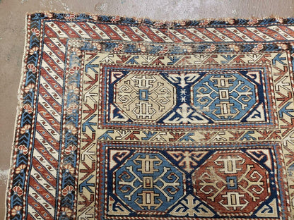 Antique Caucasian Rug 3x5, Shirvan Kazak Tribal Carpet - Nuvé