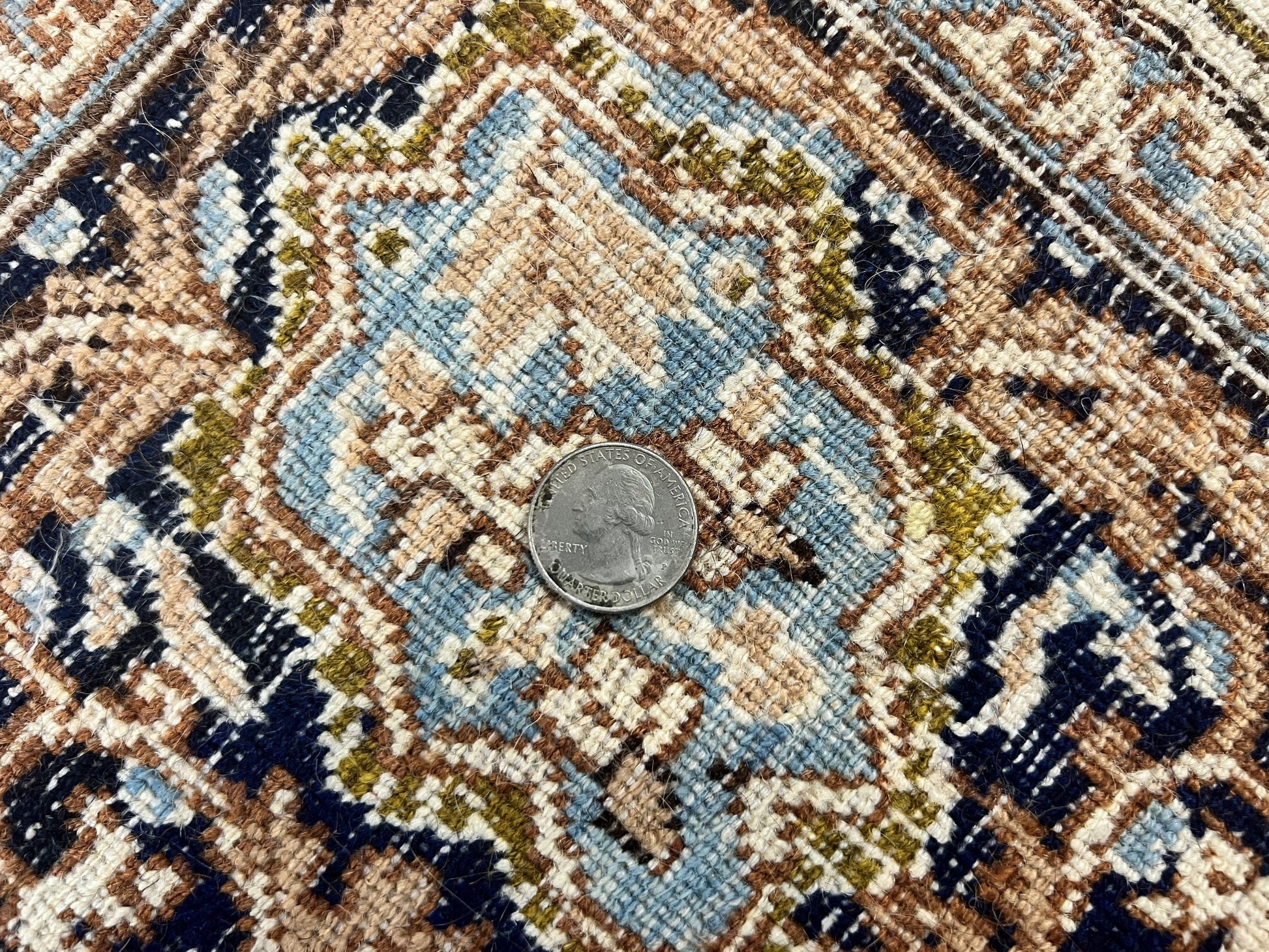 Square Persian Kirman Rug 4x4, Semi Open Field, Handmade - Nuvé