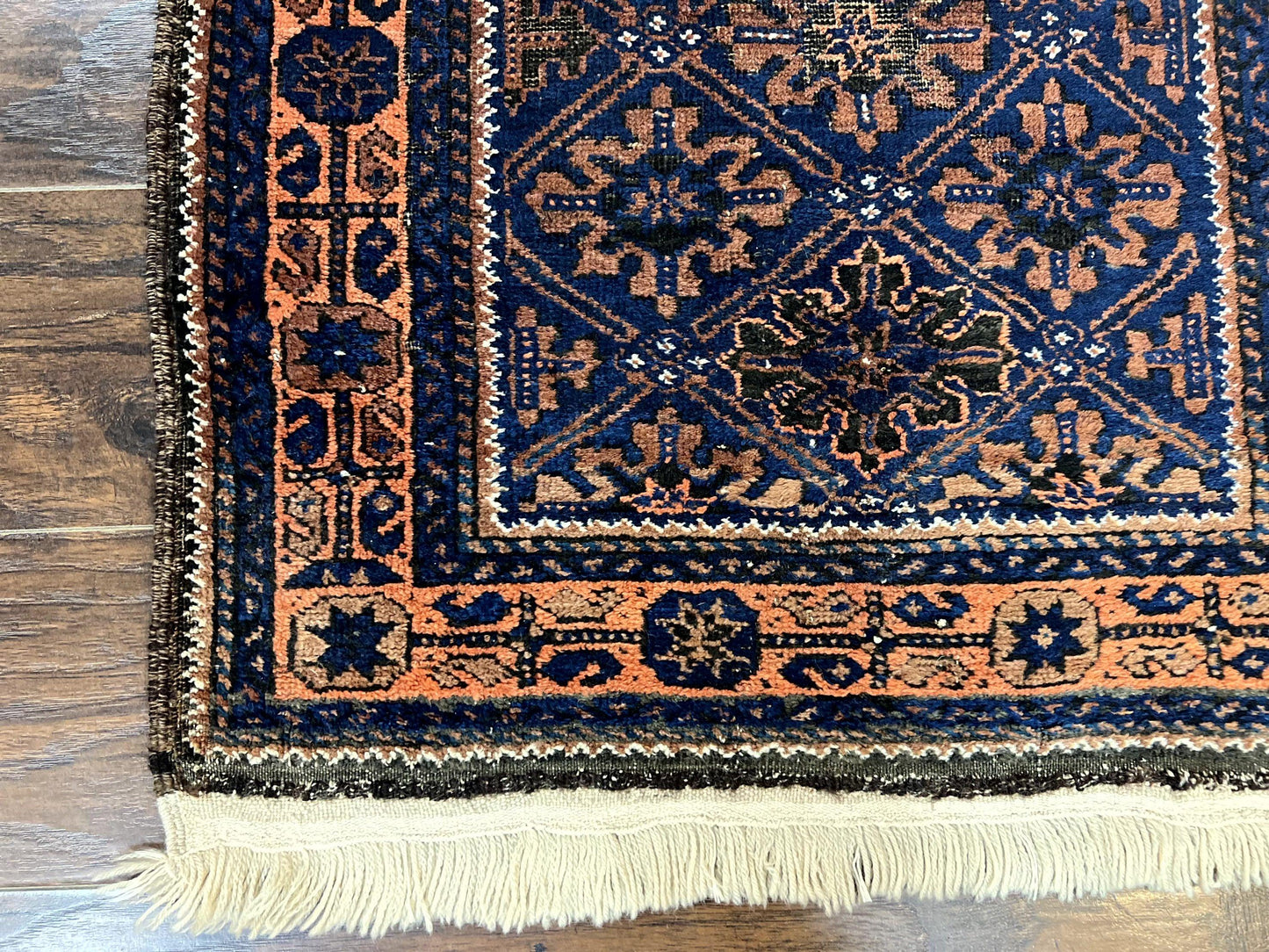 Small Antique Persian Rug 2.7 x 4.7, Handmade Wool Rug, Navy Blue, Balouch Rug, Tribal Rug - Nuvé