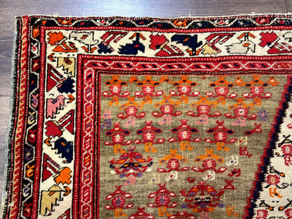 Antique Persian Malayer Rug 4x7, Tribal Senneh Carpet, Geometric, Diamond Design - Nuvé