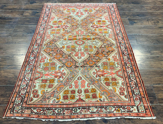 Wonderful Antique Persian Malayer Rug 4x6, Wool Hand Knotted Authentic Oriental Carpet, Very Fine - Nuvé