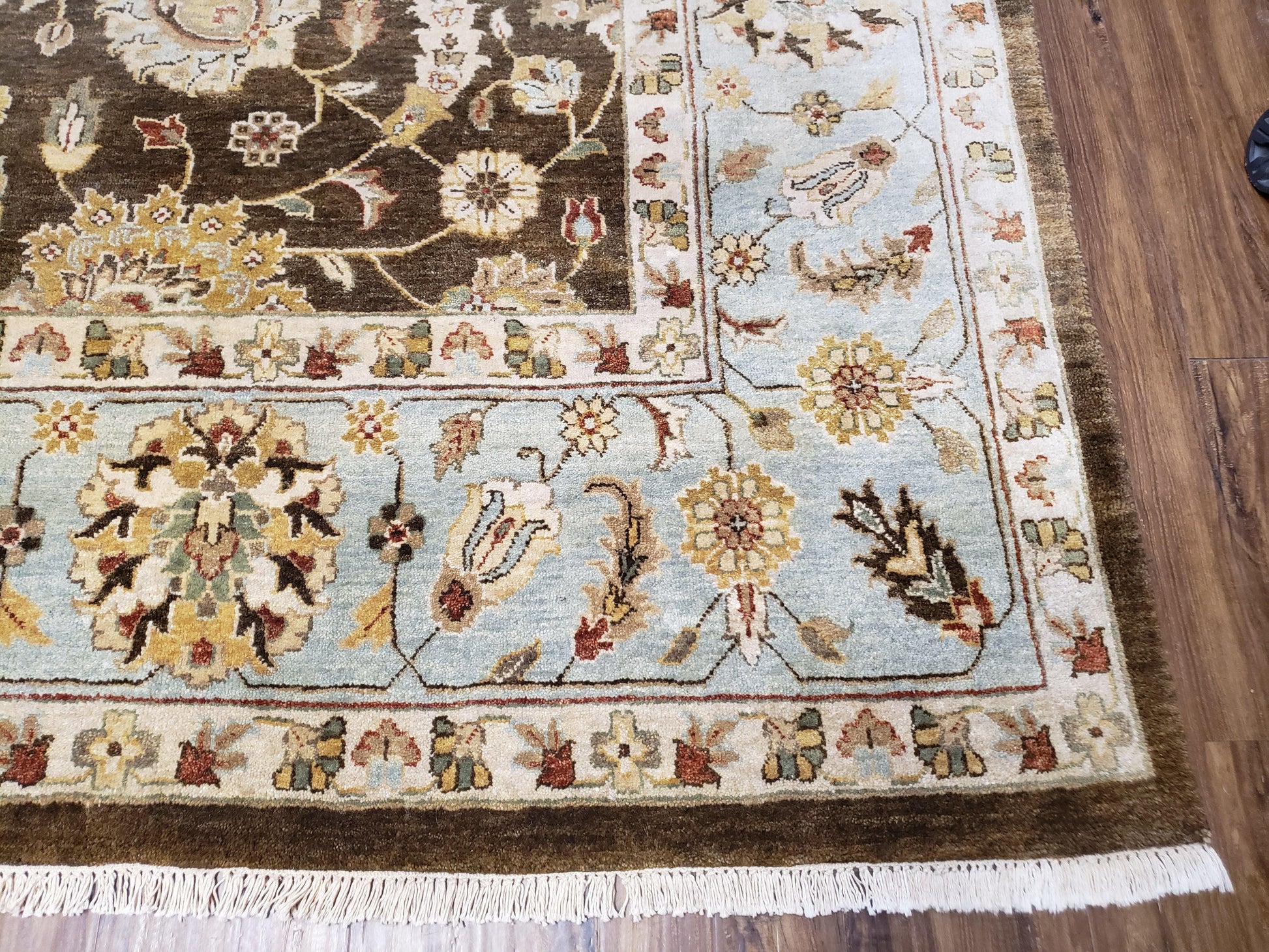9x12 Vintage Handmade Wool Rug Carpet Indo Mahal Oushak Nice Brown Blue - Nuvé