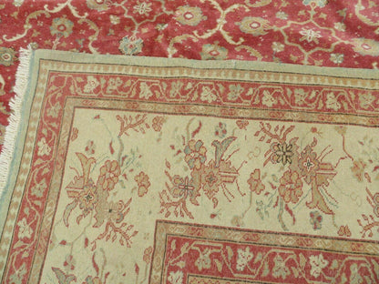 12' X 18' Palace Size Handmade Egyptian Wool Rug Carpet Soft Colors Red & Beige - Nuvé
