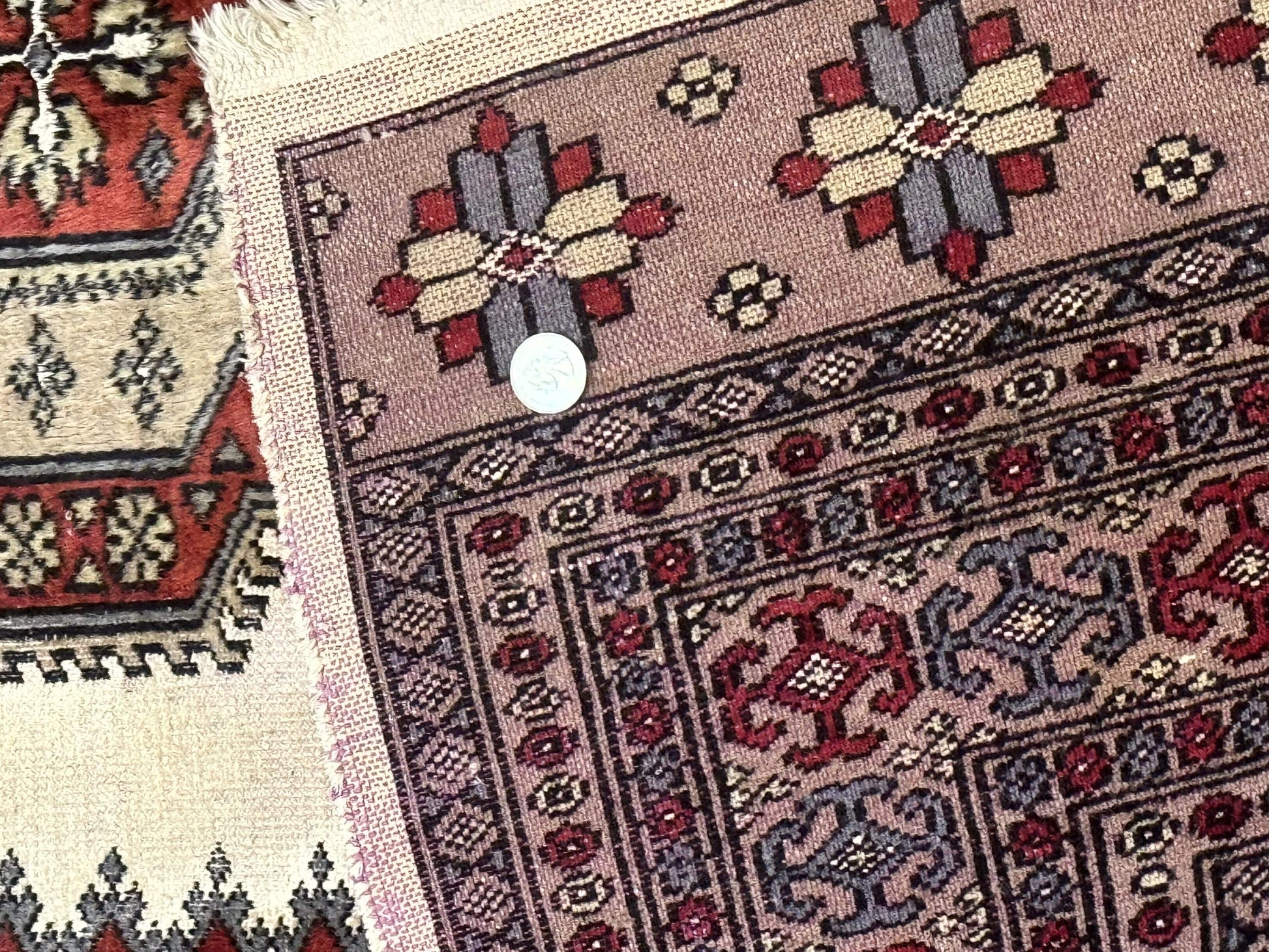 Pakistani Turkoman Rug 4x6, Semi Open Field, Ivory, Vintage - Nuvé
