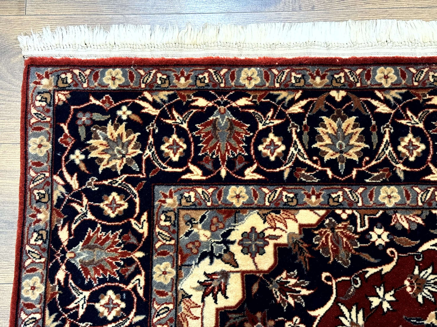 Sino Persian Rug 4x6, Traditional Wool Hand Knotted Carpet, Red Navy Blue, 225 KPSI - Nuvé