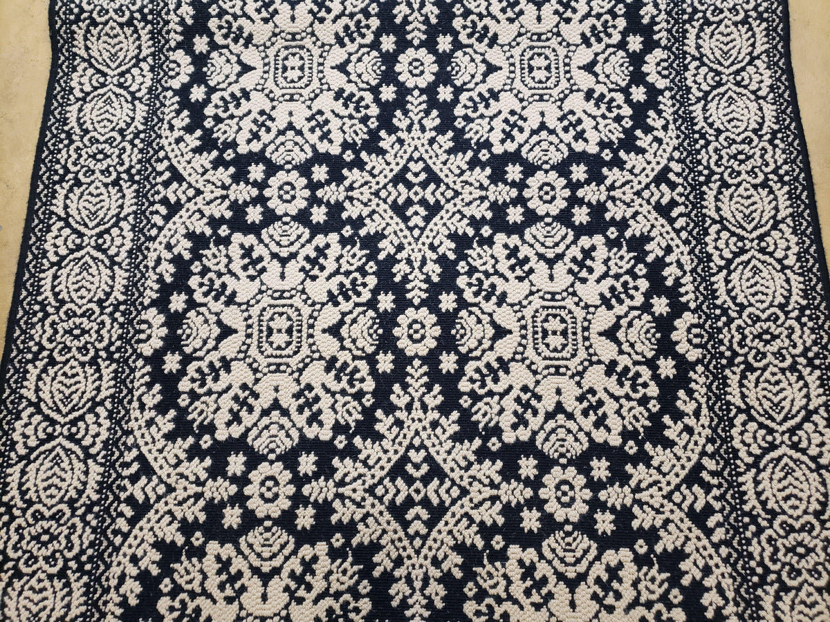 4x6 Power-Loomed Rug Dark Navy Blue & Ivory Oriental Carpet Nice