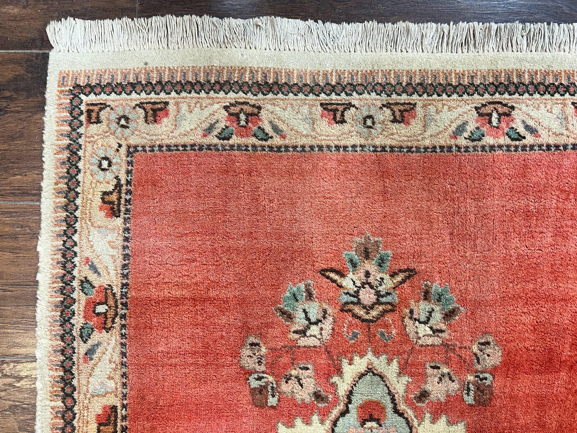 Persian Tabriz Runner Rug 3 x 12, Vintage Hand Knotted Wool Oriental Hallway Carpet, Light Red Beige Tan, Fine Weave, Semi Open Field, Traditional - Nuvé