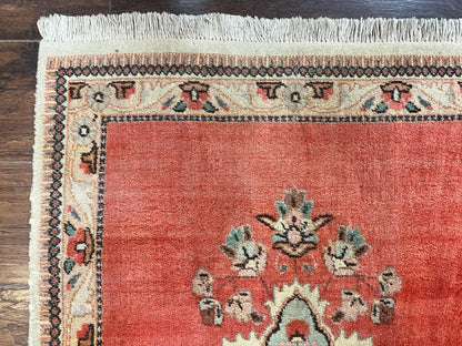 Persian Tabriz Runner Rug 3 x 12, Vintage Hand Knotted Wool Oriental Hallway Carpet, Light Red Beige Tan, Fine Weave, Semi Open Field, Traditional - Nuvé