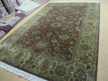 6' X 9' Handmade India Floral Oriental Wool Rug Carpet Tea Wash Red Hand Knotted - Nuvé