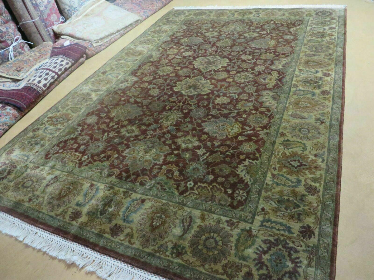 6' X 9' Handmade India Floral Oriental Wool Rug Carpet Tea Wash Red Hand Knotted