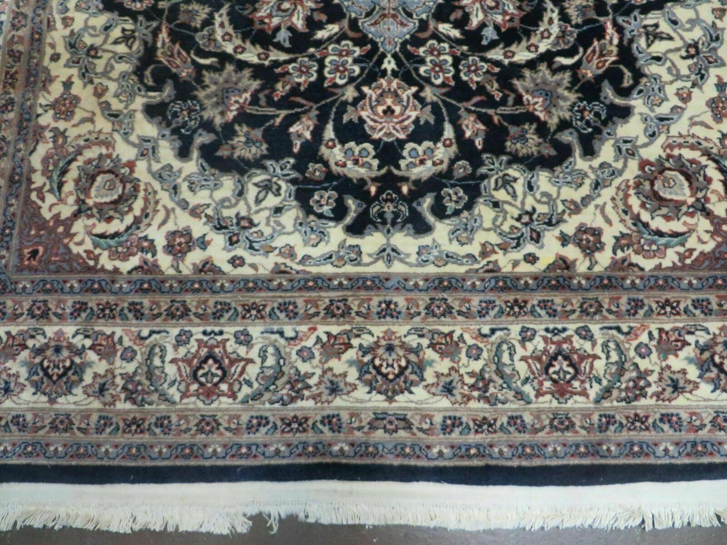 4' X 7' Vintage Handmade India Wool Silk Accent Rug Hand Knotted Black Organic - Nuvé