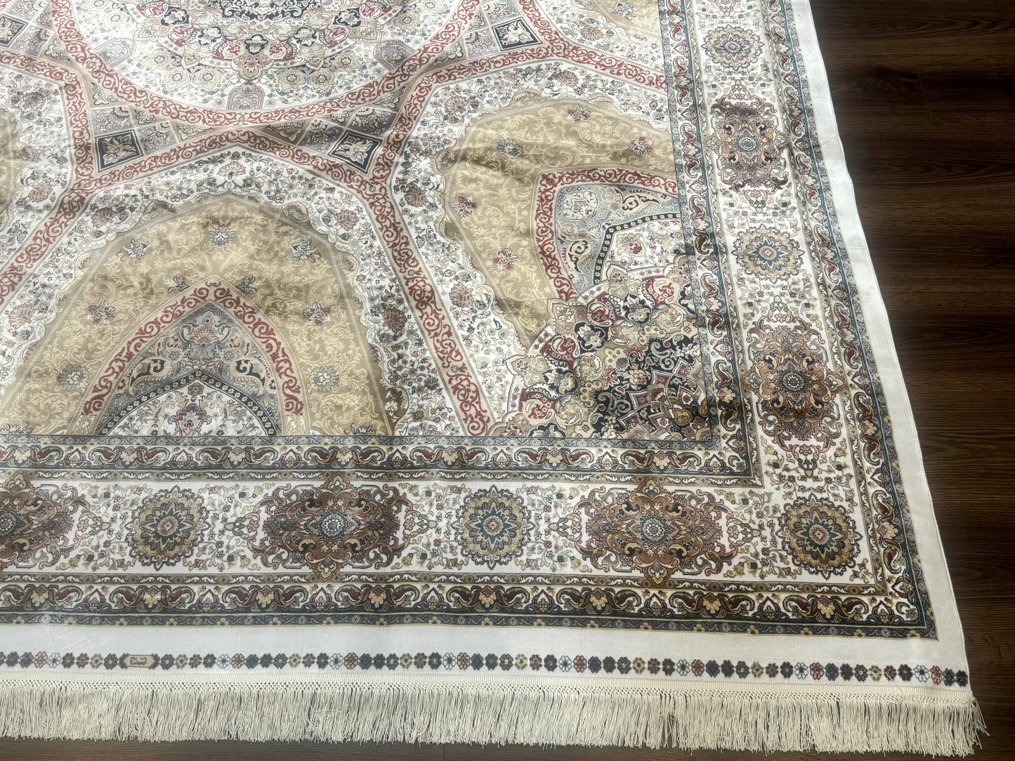 Turkish Silk Rug 8x10, Dome Design, Hereke Carpet, Bamboo Silk, New - Nuvé