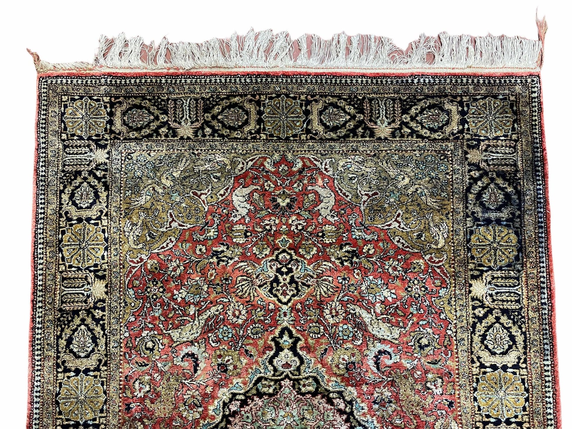 Persian Qum Silk Rug 3.8 x 5.6, Silk on Silk, Animal Pictorials, Fine 330 KPSI - Nuvé