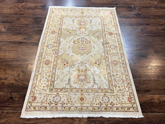 Turkish Oushak Rug 4x6, Neutral Colors Vintage Wool Small Oushak Carpet 4 x 6 ft, Hand Knotted, Beige Rug - Nuvé