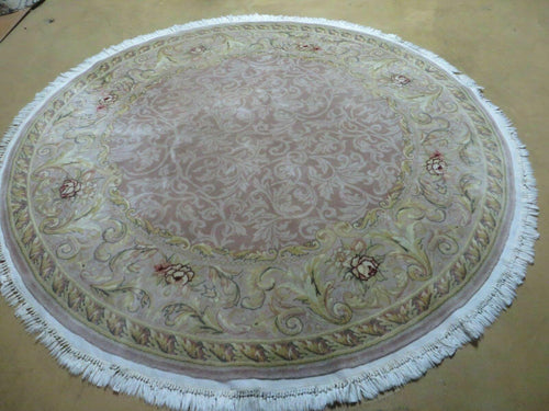 6' X 6' Round Handmade Fine Chinese Floral Oriental Silk Wool Rug Carpet Nice - Nuvé