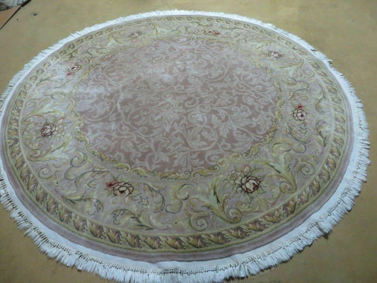 6' X 6' Round Handmade Fine Chinese Floral Oriental Silk Wool Rug Carpet Nice - Nuvé