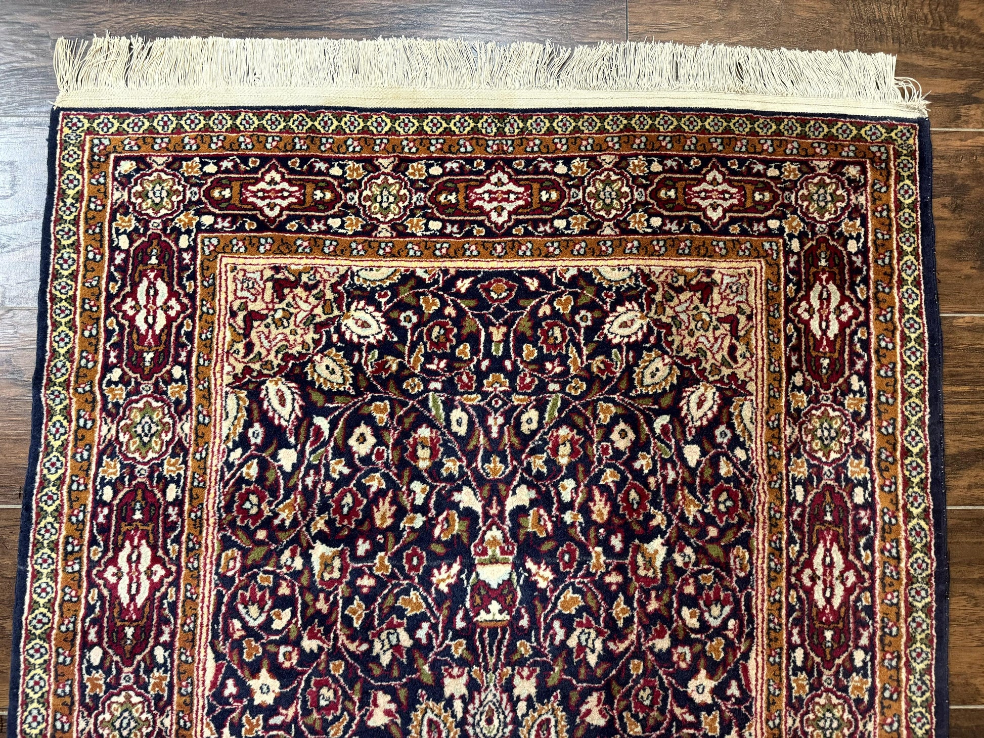 Indo Kashmiri Rug 3x5, Navy Blue, Very Fine 400 KPSI, Pair A - Nuvé