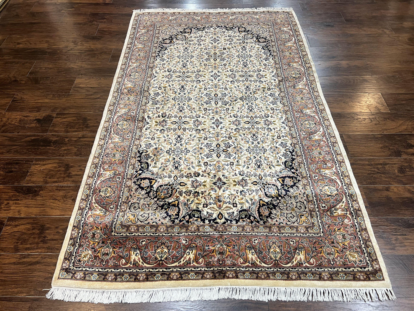 Pak Persian Rug 5x8, Handmade Wool Oriental Carpet, Vintage Rug, Floral Allover, Very Fine 320 KPSI - Nuvé