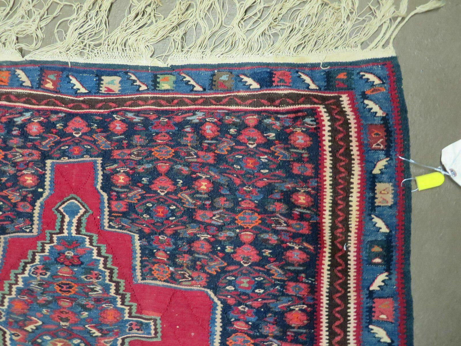 4' X 5' Antique Handmade Turkish Wool Kilim Flat weave Rug Blanket Tribal - Nuvé