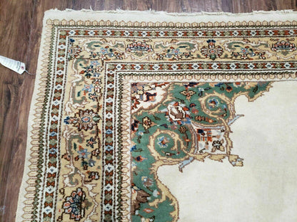 6' X 9' Vintage Handmade India Open Field Tribal Wool Rug Carpet Medallion Nice - Nuvé