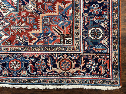 Antique Persian Heriz Rug – 11x16 Palace Size, Geometric Medallion, 1920s - Nuvé