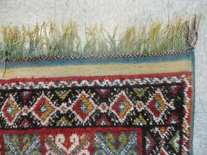 Vintage Moroccan Rug 4x5 ft, Bronze Red Black, Geometric Stars, High Quality Moroccan Carpet, Berber Rug, Handmade Wool Area Rug, Unique Rug - Nuvé