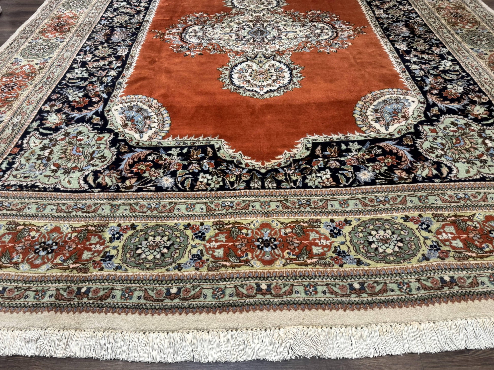 Persian Rug 11x13, Semi Open Field, Soft Wool Pile, Vintage Persian Carpet, Persian Tabriz Tabatabai - Nuvé