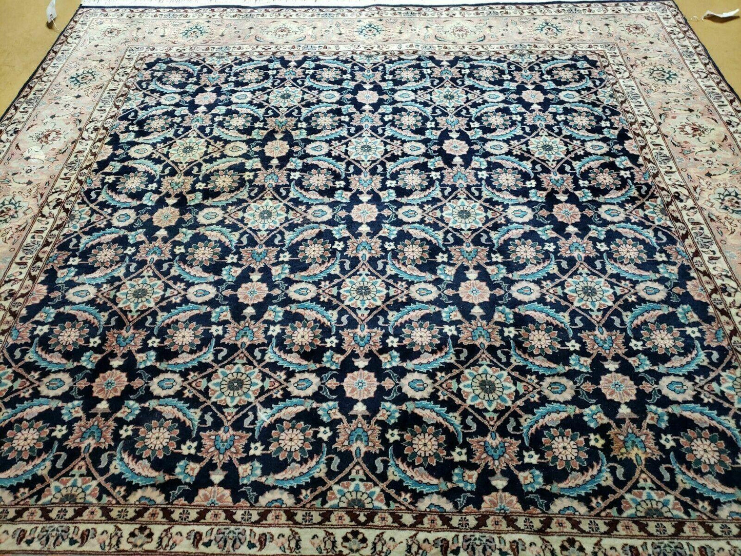 6' X 6' Gorgeous Handmade India Floral Oriental Wool Rug Square Blue Carpet Wow - Nuvé