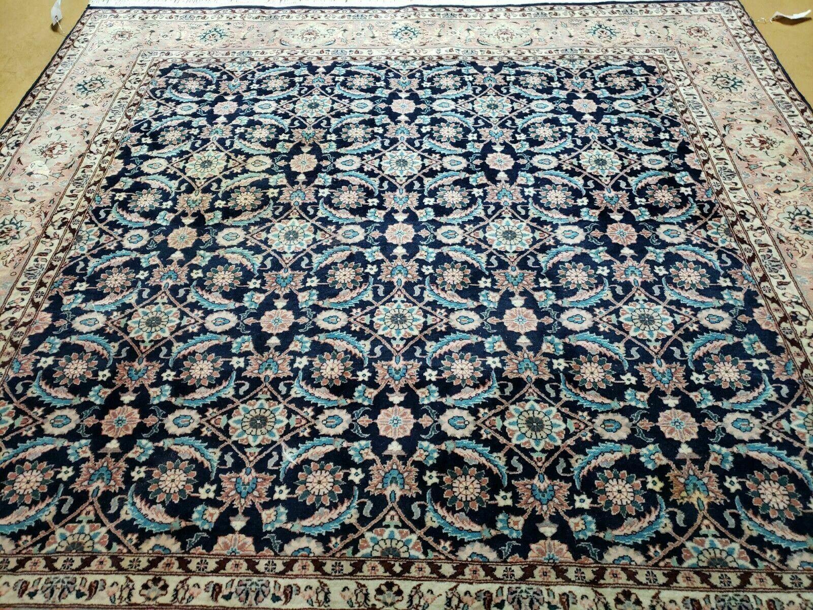 6' X 6' Gorgeous Handmade India Floral Oriental Wool Rug Square Blue Carpet Wow - Nuvé