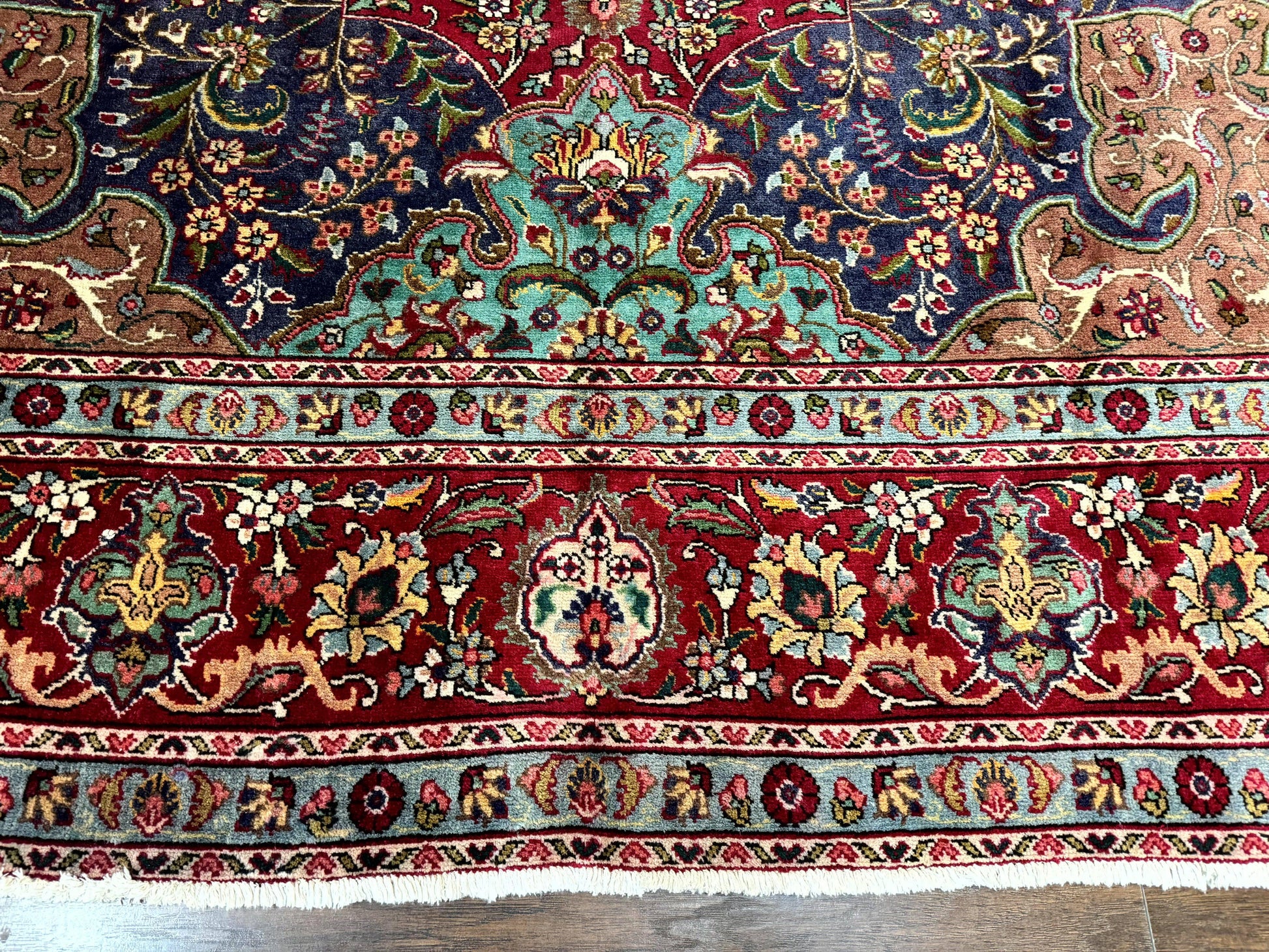 Wonderful Persian Tabriz Rug 10x14, Antique Persian Carpet, Handmade Wool Rug, Floral Medallion, Red Navy Blue, Colorful, Large Persian Area Rug - Nuvé
