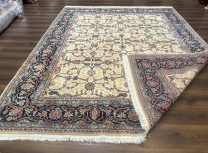 Sino Persian Rug 8x10, Allover Pattern, Beige and Midnight Blue, Wool Oriental Carpet - Nuvé