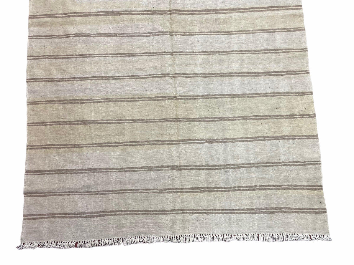 5x8 Turkish Kilim Rug, Flatweave Carpet, Striped Blanket, Southwestern Design, New, Gray, Wool, High Quality, Hand-Knotted