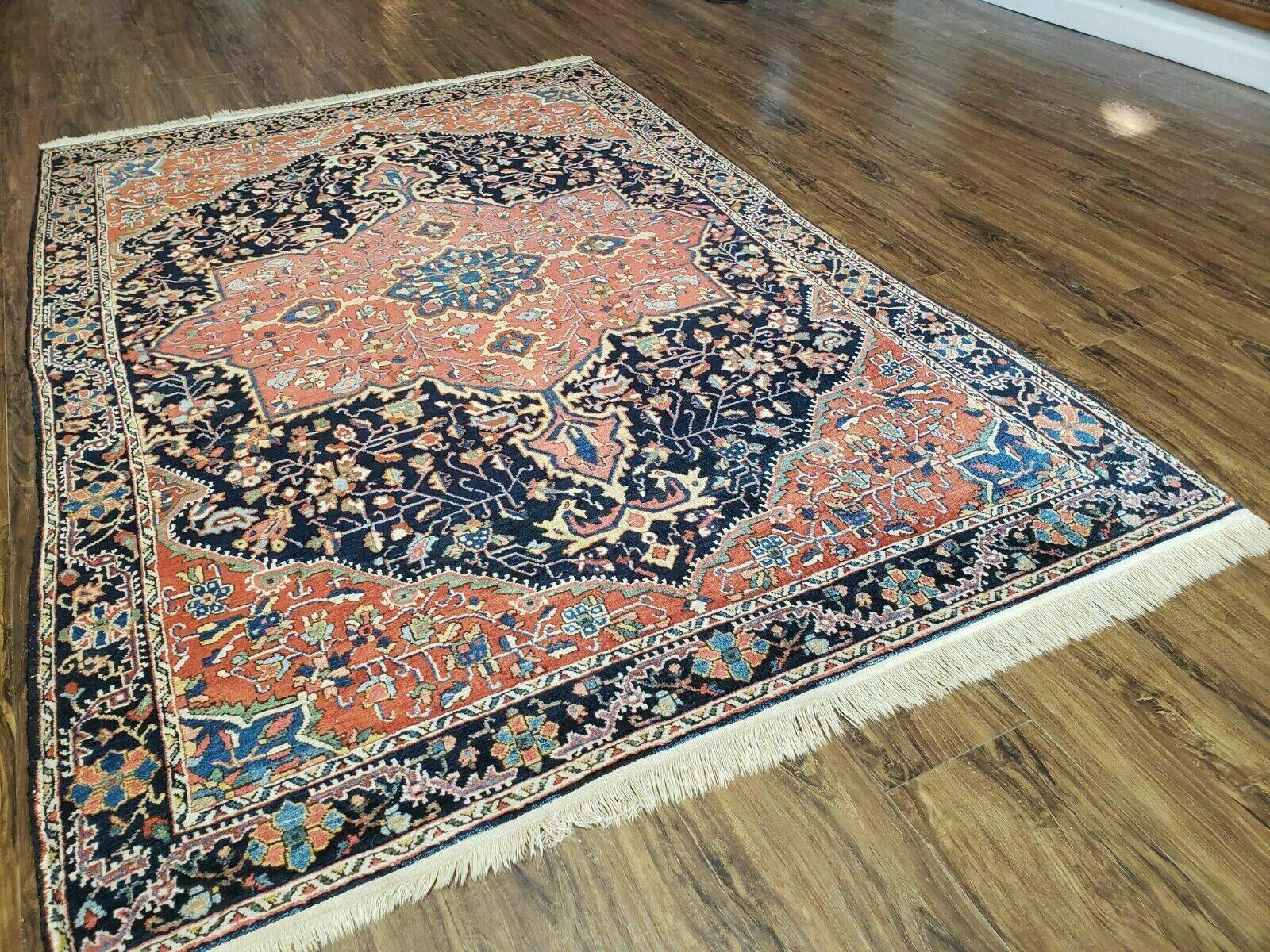 4.5' X 6.5' Handmade Antique Fine Indian Wool Rug Carpet Red - Nuvé