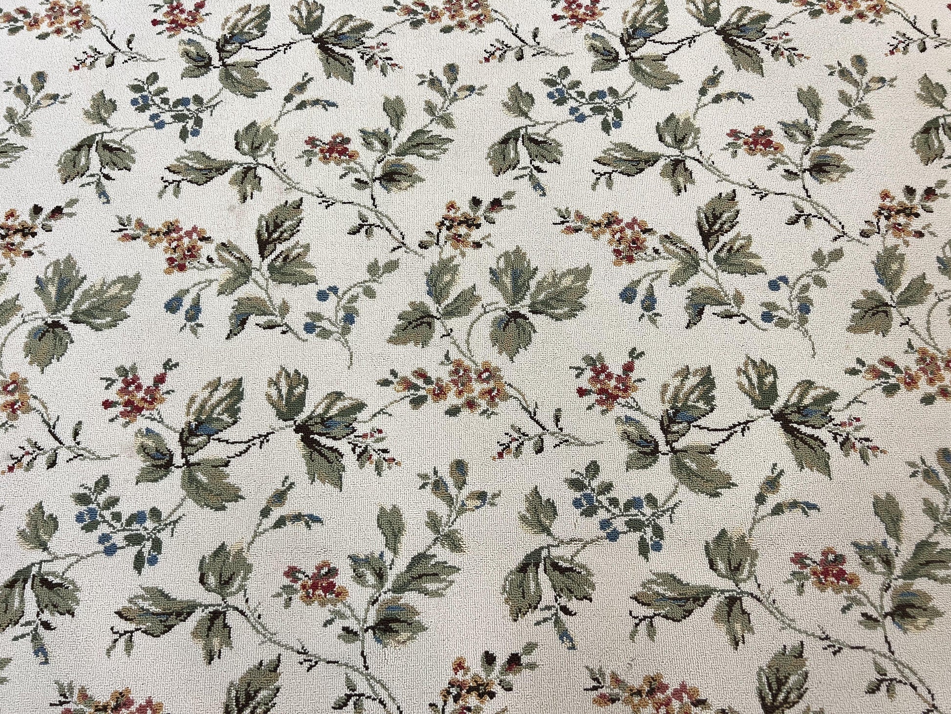 Vintage Stark Carpet 7x10, Ivory and Green, European Aubusson Design, Allover Pattern, Stark Rug - Nuvé