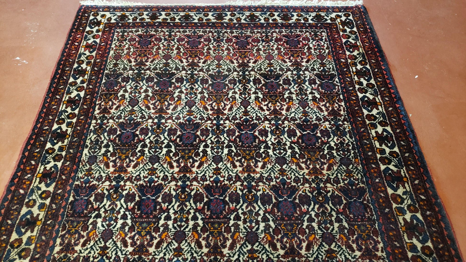 3.6 x 5 Hand-Knotted Vase Rug Floral Turkish Tribal Village Weaving Zagros Vintage Carpet Home Office Wool Area Rug 3x5 Persian Rug 4x5 - Nuvé
