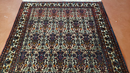 3.6 x 5 Hand-Knotted Vase Rug Floral Turkish Tribal Village Weaving Zagros Vintage Carpet Home Office Wool Area Rug 3x5 Persian Rug 4x5 - Nuvé