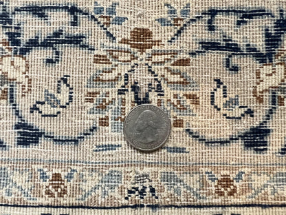 Persian Nain Rug 3x5, Floral Medallion Oriental Carpet, Very Fine Hand Knotted Handmade Wool and Silk Highlights Rug, Vintage Semi Antique - Nuvé