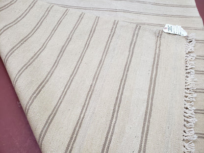 New Striped Turkish Kilim Area Rug 4x6 ft, Hand-Knotted, Wool, Light Gray, Earth Tone Decor, Flatweave Kilim, Two Toned Rug, Southwestern - Nuvé