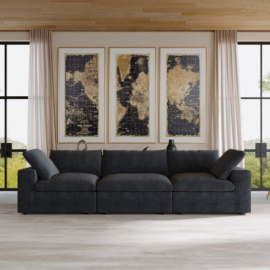 Nuvé® Solace Modular Bouclé Cloud Sofa - Obsidian Black - 3-Seater Sofa - Nuvé