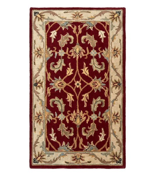 Small Floral Wool Rug 3x5, Safavieh Heritage Collection, Dark Red, Pair A