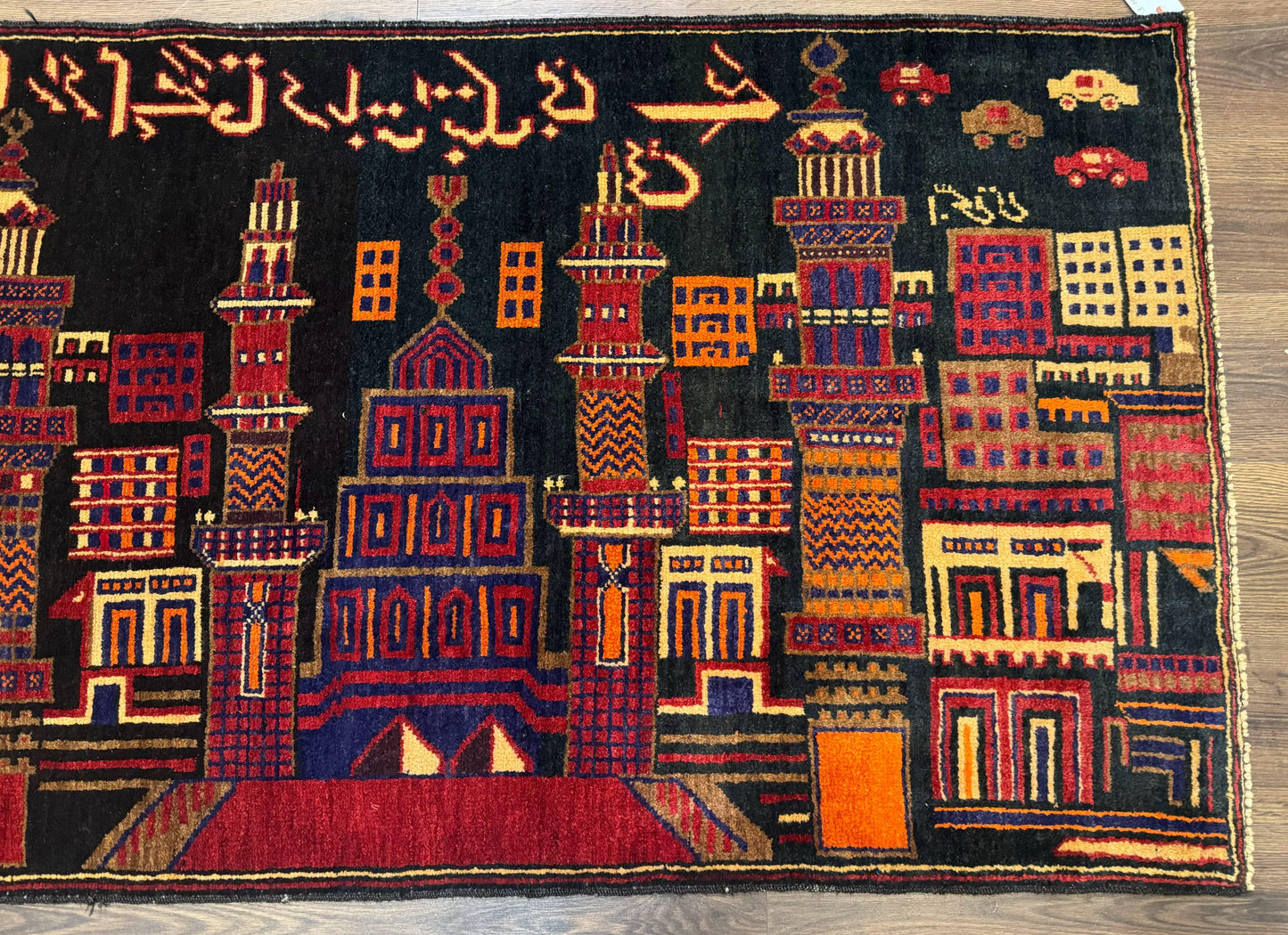Balouch Rug 3x5, City Pictorial, Afghan Rug - Nuvé