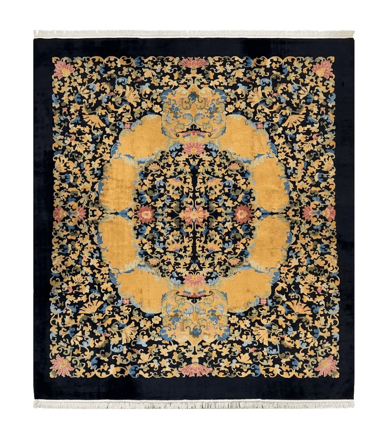 Antique Chinese Peking Rug 12.6 x 14.9, Palace Size Asian Oriental Carpet, Art Deco Rug, Rare