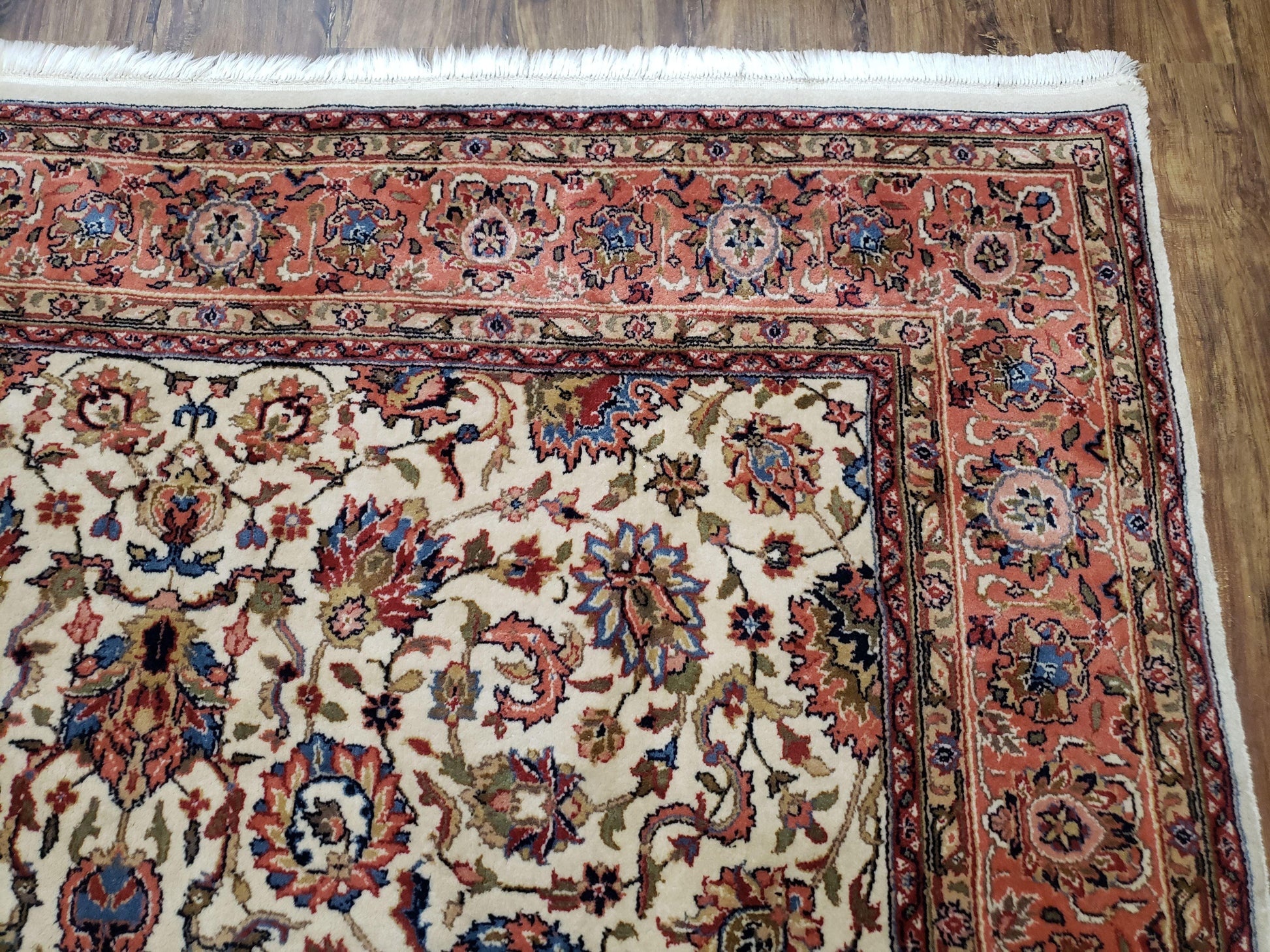 6x9 Top Quality Handmade Wool Area Rug Floral Allover Carpet Veg Dyes Beige - Nuvé
