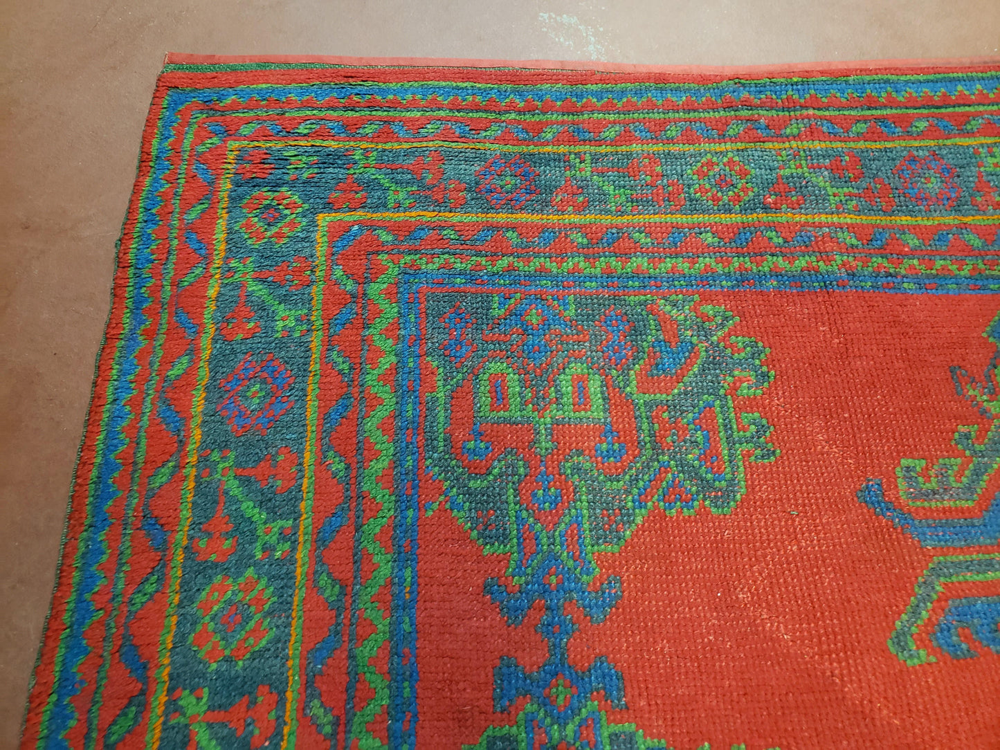 7x11 Turkish Oushak Rug, Vintage Red & Blue Oriental Carpet, Hand Knotted Wool Area Rug 7 x 11, Turkish Sparta Rug, Antique Turkish Rug Nice - Nuvé